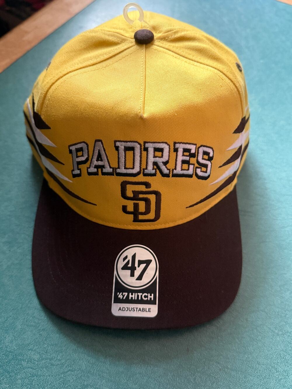 NWT San Diego Padres '47 Hitch Snapback Hat - Yellow/Brown Retro
